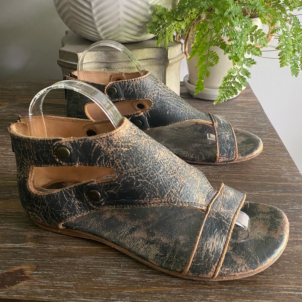 Bed|Stu Soto Boho Distressed Leather Open Toe Gladiator Sandals Shoes Womens 8